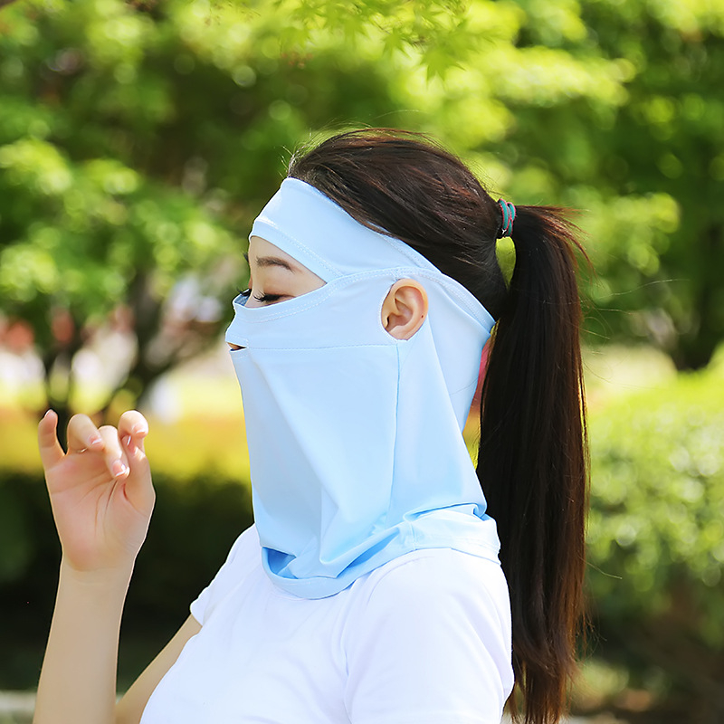 Ženska maska za vožnju s ušnim petljama, ledena svila, UV zaštita, potpuno prekrivanje lica