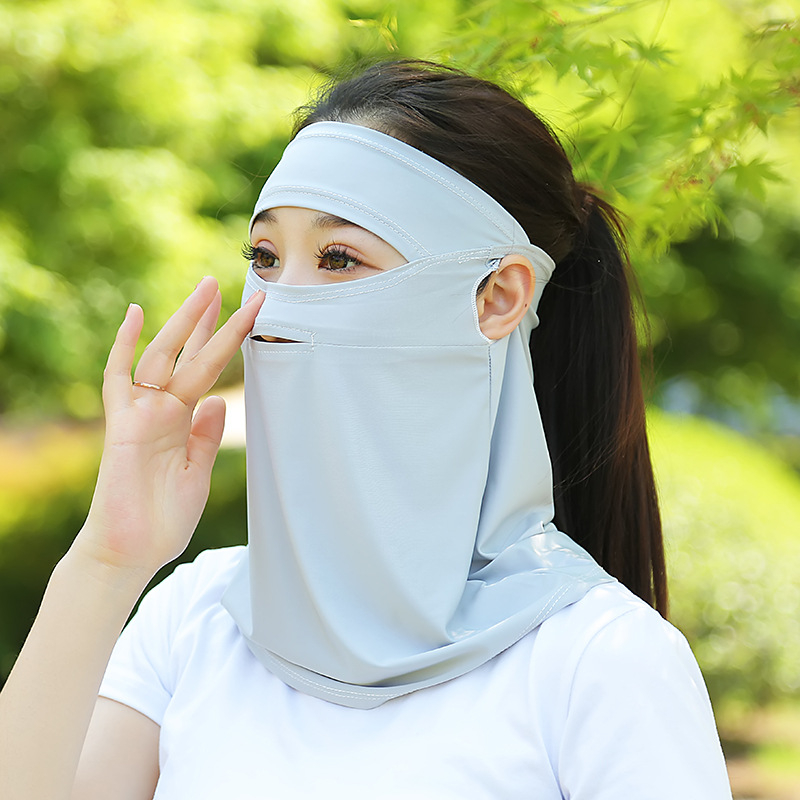 Ženska maska za vožnju s ušnim petljama, ledena svila, UV zaštita, potpuno prekrivanje lica