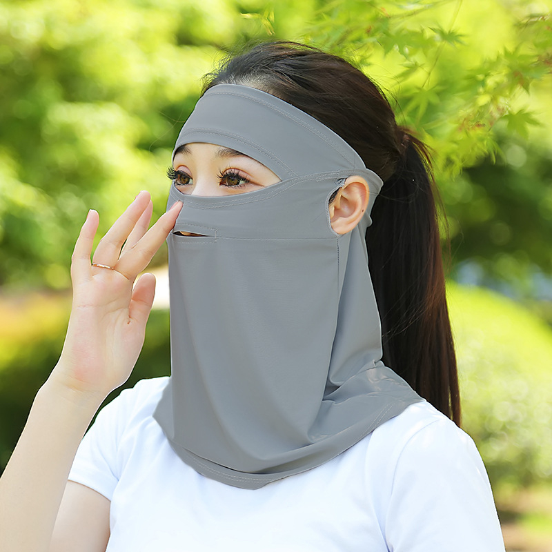 Ženska maska za vožnju s ušnim petljama, ledena svila, UV zaštita, potpuno prekrivanje lica