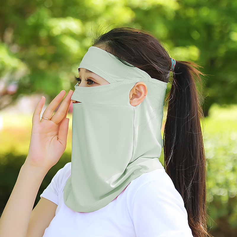 Ženska maska za vožnju s ušnim petljama, ledena svila, UV zaštita, potpuno prekrivanje lica