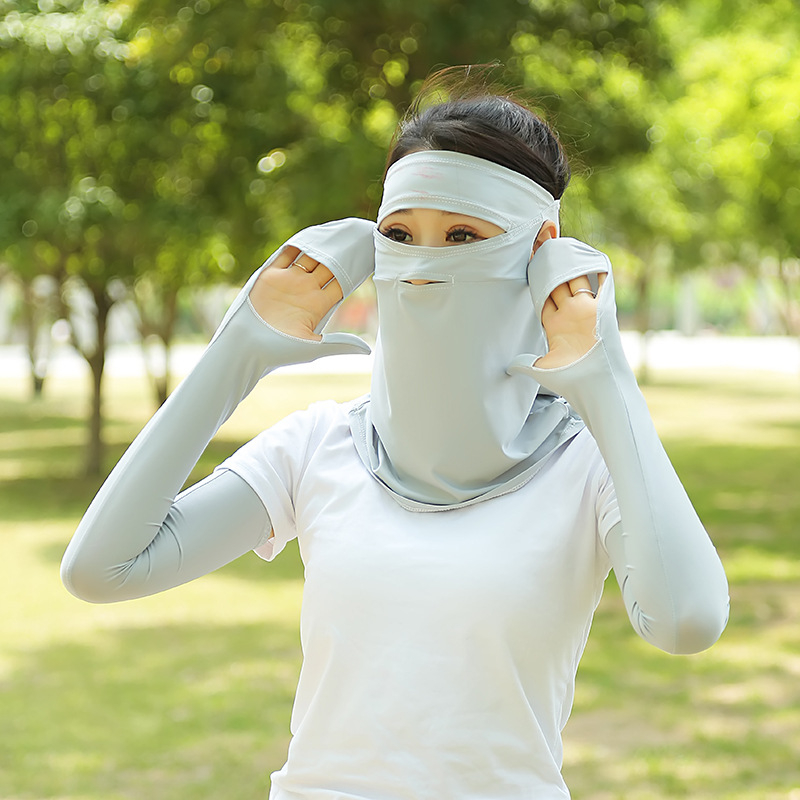 Ženska maska za vožnju s ušnim petljama, ledena svila, UV zaštita, potpuno prekrivanje lica