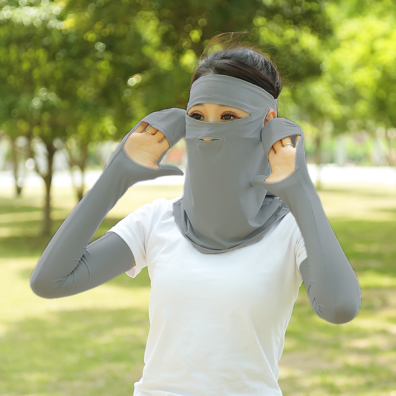 Ženska maska za vožnju s ušnim petljama, ledena svila, UV zaštita, potpuno prekrivanje lica