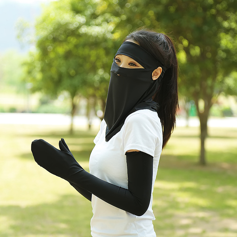 Ženska maska za vožnju s ušnim petljama, ledena svila, UV zaštita, potpuno prekrivanje lica