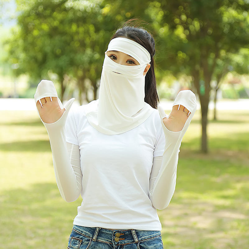 Ženska maska za vožnju s ušnim petljama, ledena svila, UV zaštita, potpuno prekrivanje lica