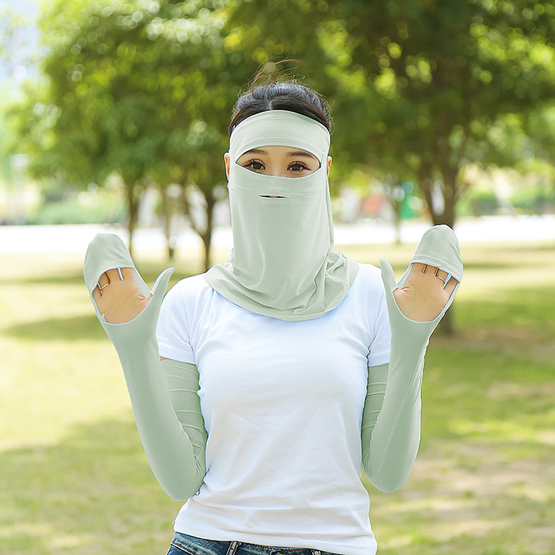 Ženska maska za vožnju s ušnim petljama, ledena svila, UV zaštita, potpuno prekrivanje lica