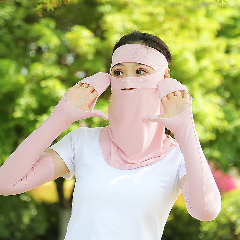 Ženska maska za vožnju s ušnim petljama, ledena svila, UV zaštita, potpuno prekrivanje lica