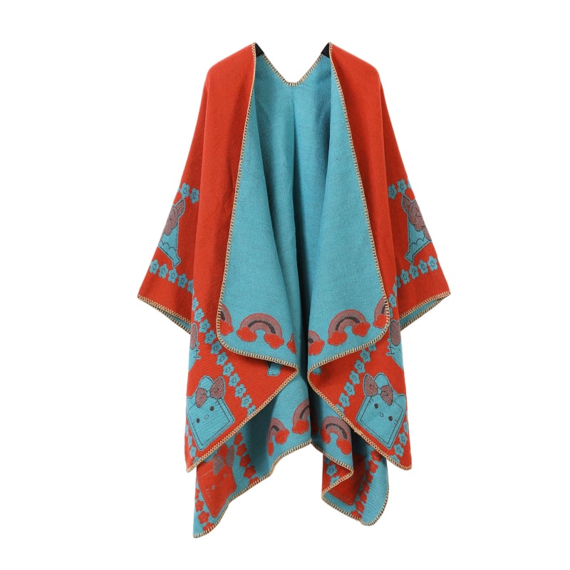 Двустранен шал с ивици и каре, имитационен кашмир, за всички сезони