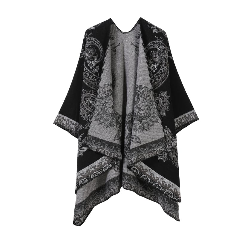 Двустранен шал с ивици и каре, имитационен кашмир, за всички сезони