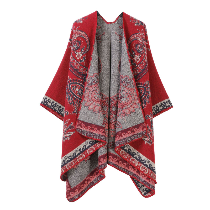 Двустранен шал с ивици и каре, имитационен кашмир, за всички сезони