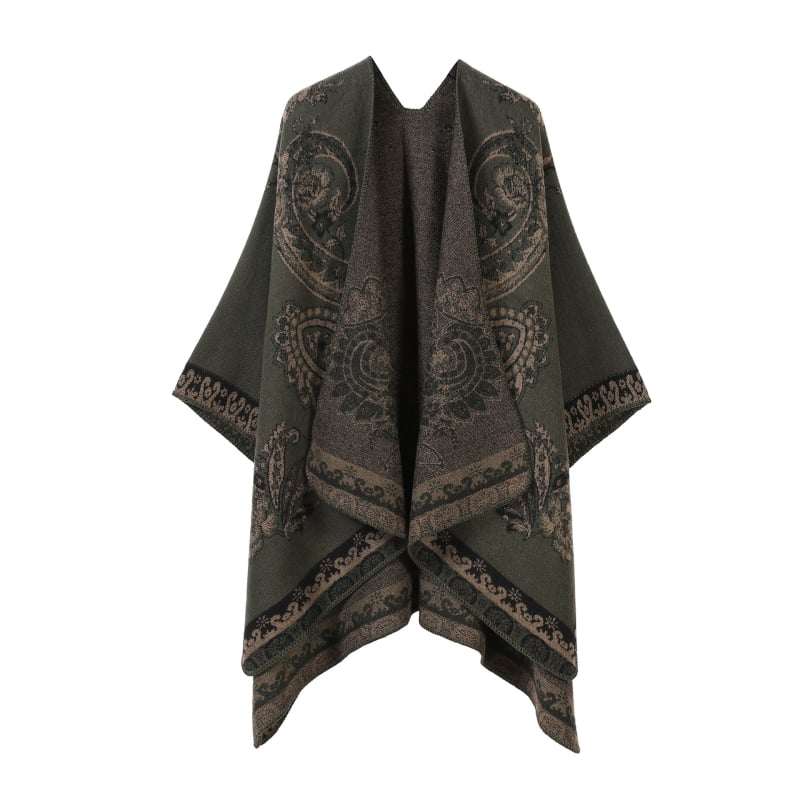 Двустранен шал с ивици и каре, имитационен кашмир, за всички сезони