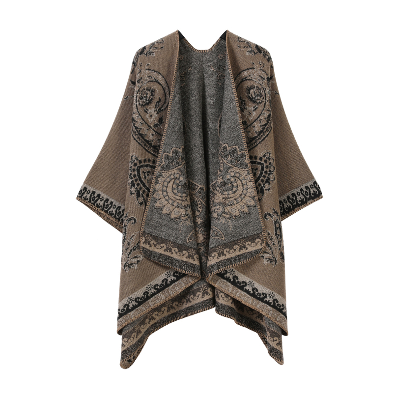 Двустранен шал с ивици и каре, имитационен кашмир, за всички сезони