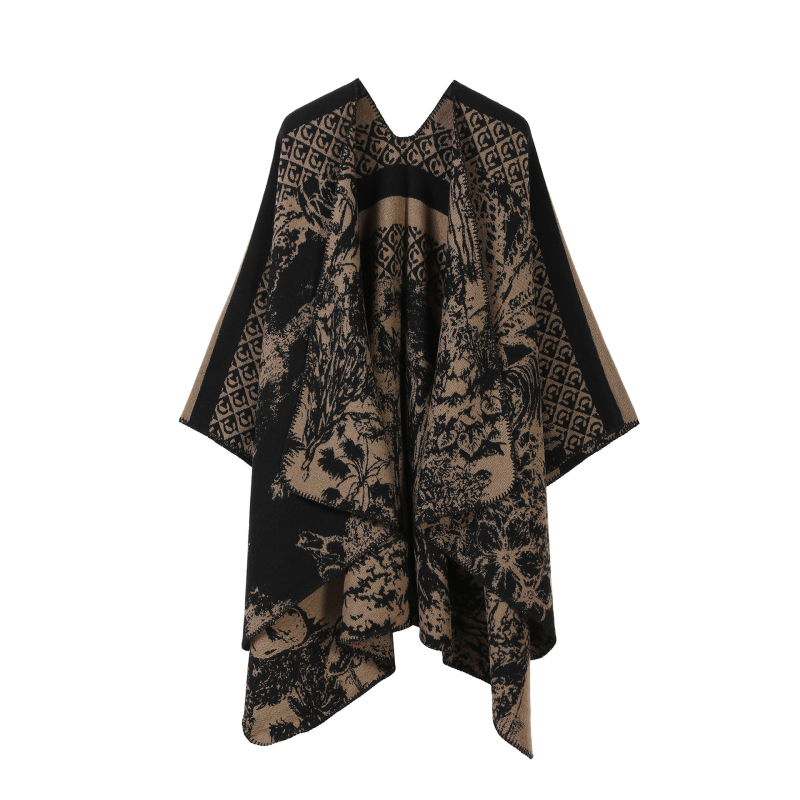 Двустранен шал с ивици и каре, имитационен кашмир, за всички сезони