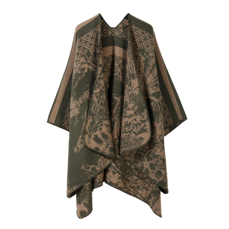 Двустранен шал с ивици и каре, имитационен кашмир, за всички сезони