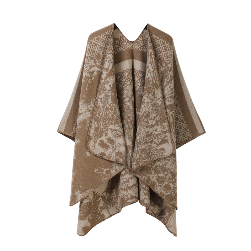 Двустранен шал с ивици и каре, имитационен кашмир, за всички сезони