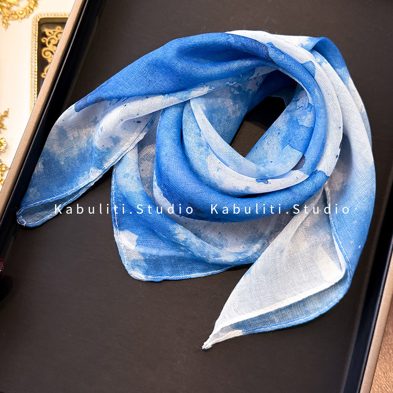 Šal - poliester, warp-knit tkanina, tie-dye, umjetnički vintage stil, jesen