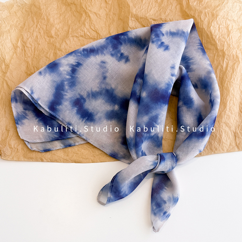 Šal - poliester, warp-knit tkanina, tie-dye, umjetnički vintage stil, jesen