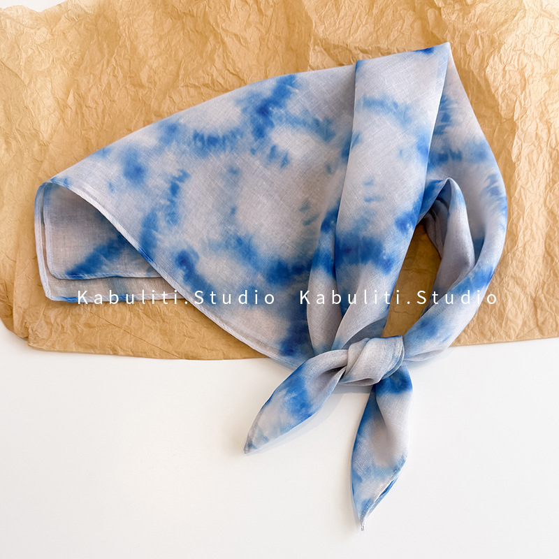 Šal - poliester, warp-knit tkanina, tie-dye, umjetnički vintage stil, jesen