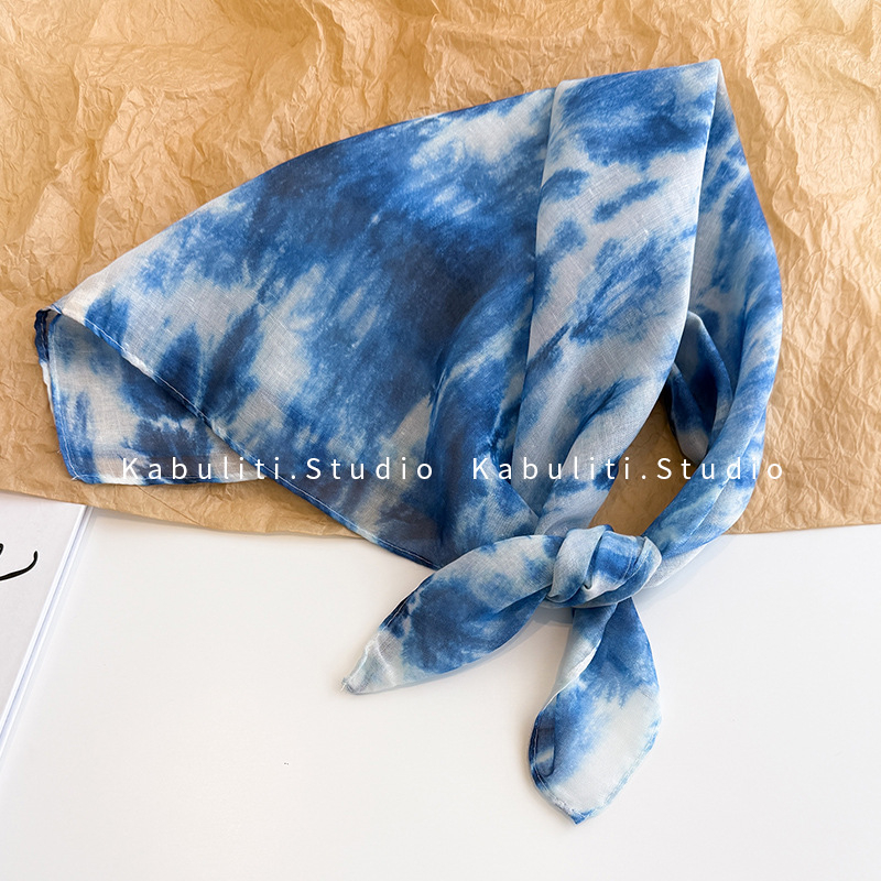 Šal - poliester, warp-knit tkanina, tie-dye, umjetnički vintage stil, jesen