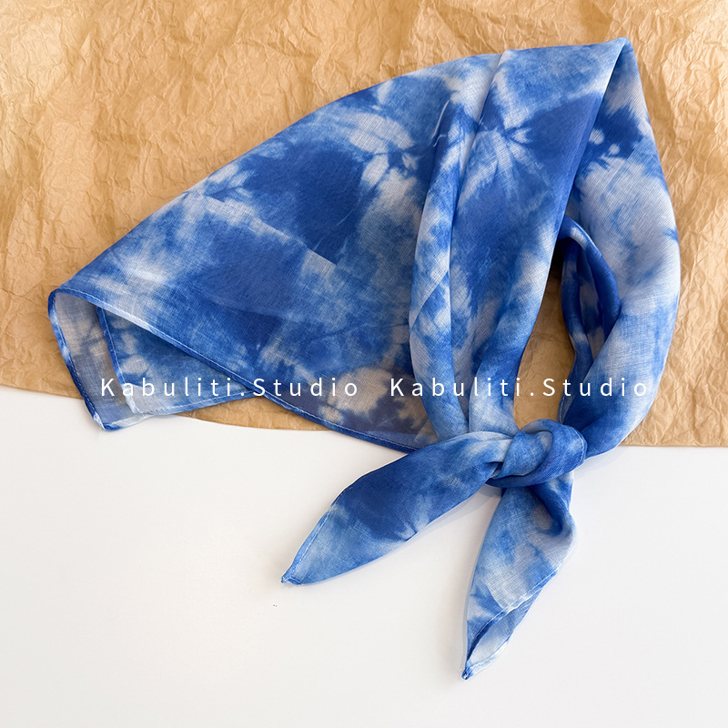 Šal - poliester, warp-knit tkanina, tie-dye, umjetnički vintage stil, jesen