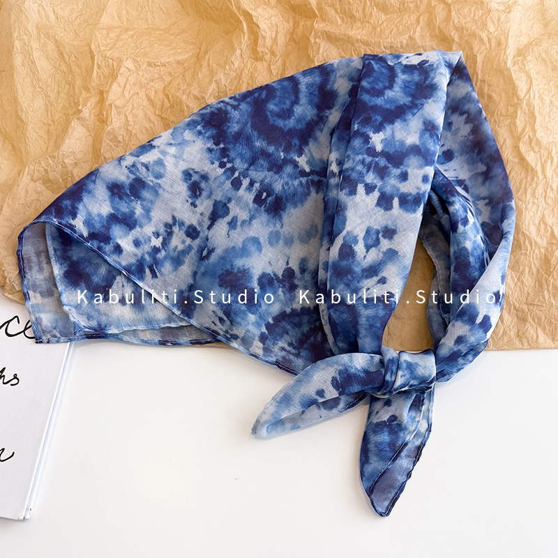 Šal - poliester, warp-knit tkanina, tie-dye, umjetnički vintage stil, jesen