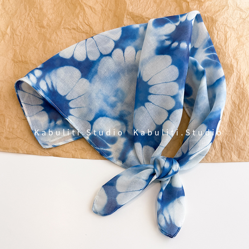 Šal - poliester, warp-knit tkanina, tie-dye, umjetnički vintage stil, jesen