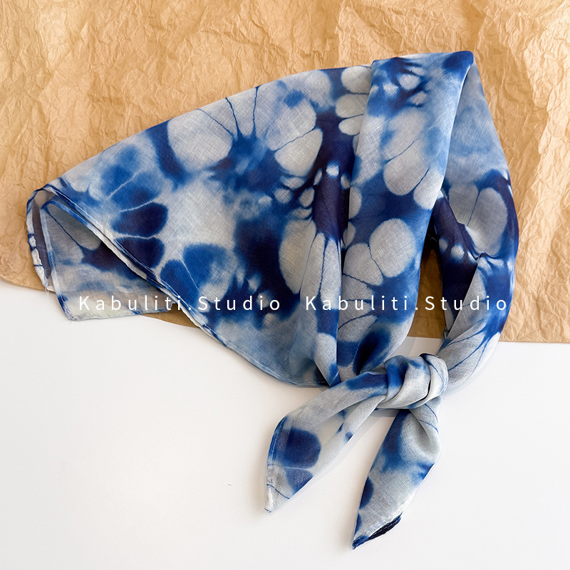 Šal - poliester, warp-knit tkanina, tie-dye, umjetnički vintage stil, jesen