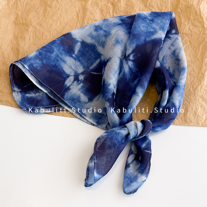 Šal - poliester, warp-knit tkanina, tie-dye, umjetnički vintage stil, jesen