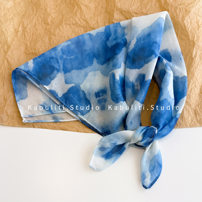 Šal - poliester, warp-knit tkanina, tie-dye, umjetnički vintage stil, jesen
