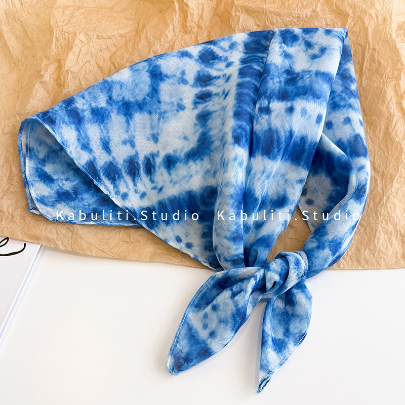 Šal - poliester, warp-knit tkanina, tie-dye, umjetnički vintage stil, jesen