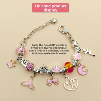 DIY rinkinys vaikams – apyrankė ir karoliai mergaitėms – lydinys; gyvatės grandinė; pakabukas iš lydinio; animacinis motyvas; alyva danga užbaigimas