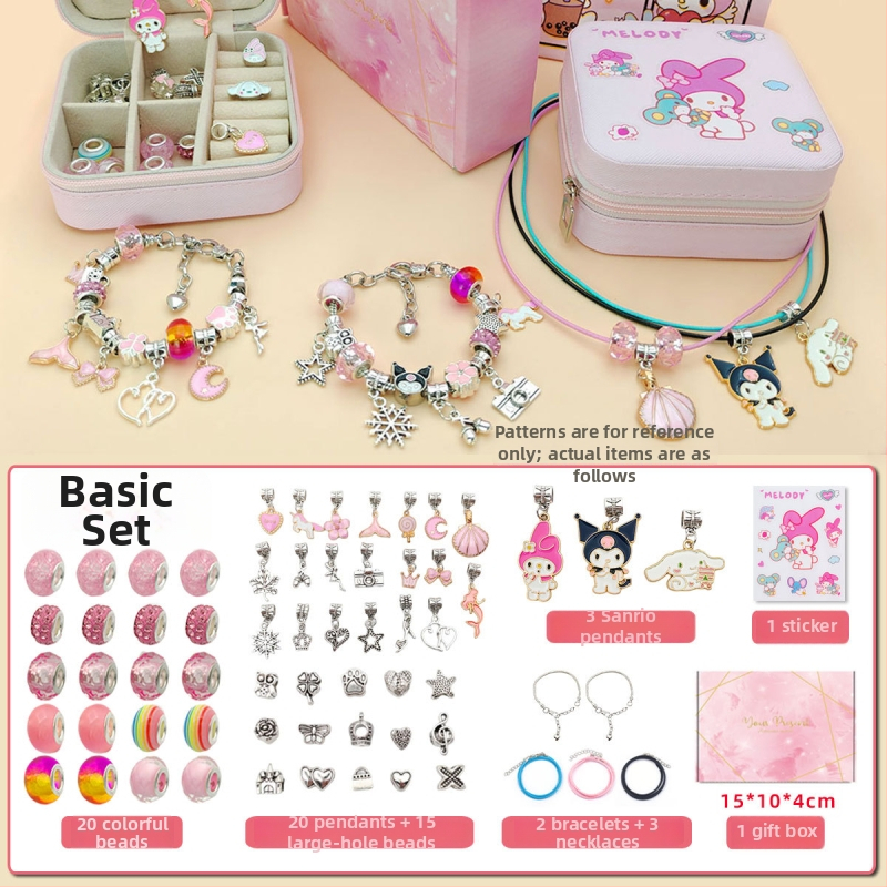 DIY rinkinys vaikams – apyrankė ir karoliai mergaitėms – lydinys; gyvatės grandinė; pakabukas iš lydinio; animacinis motyvas; alyva danga užbaigimas