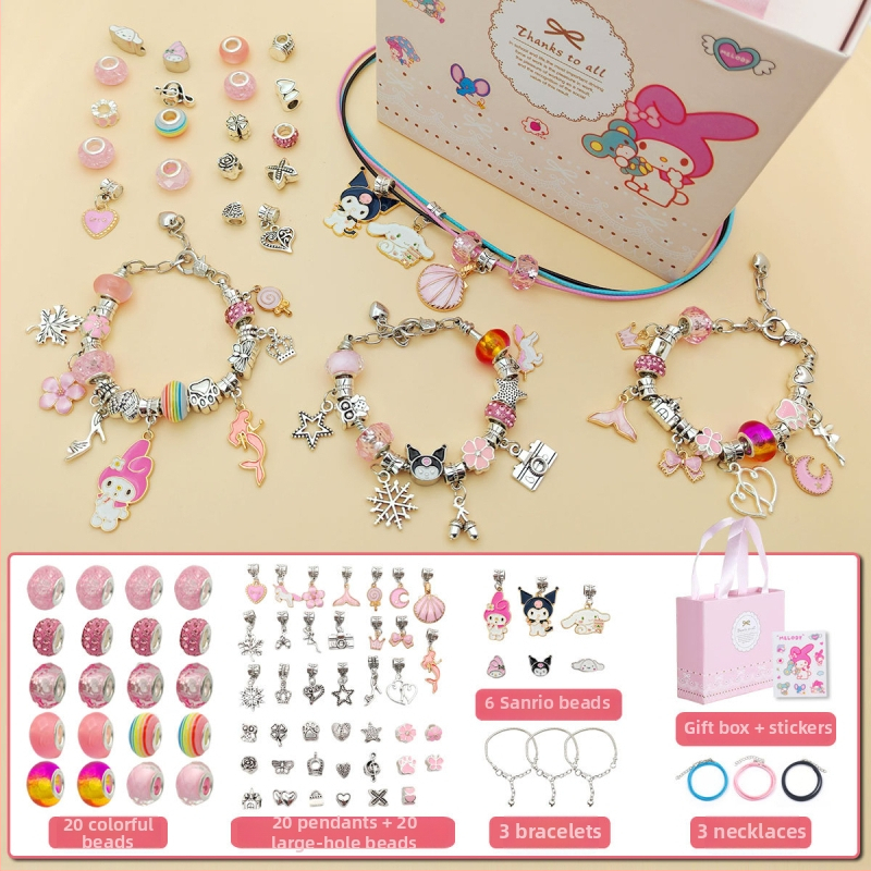 DIY rinkinys vaikams – apyrankė ir karoliai mergaitėms – lydinys; gyvatės grandinė; pakabukas iš lydinio; animacinis motyvas; alyva danga užbaigimas