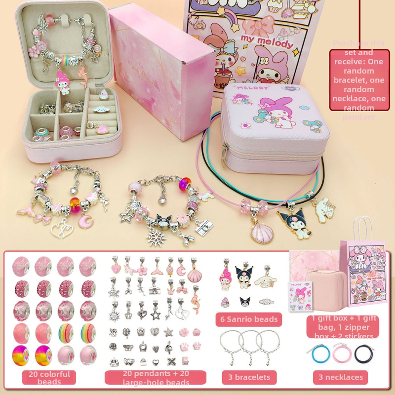 DIY rinkinys vaikams – apyrankė ir karoliai mergaitėms – lydinys; gyvatės grandinė; pakabukas iš lydinio; animacinis motyvas; alyva danga užbaigimas