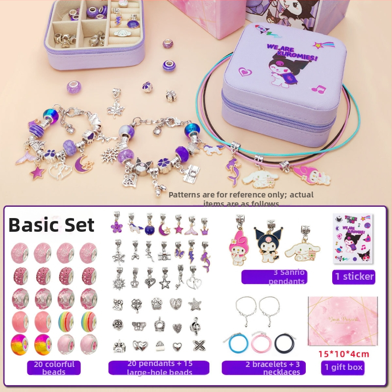 DIY rinkinys vaikams – apyrankė ir karoliai mergaitėms – lydinys; gyvatės grandinė; pakabukas iš lydinio; animacinis motyvas; alyva danga užbaigimas