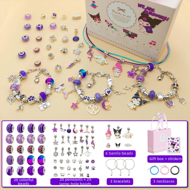 DIY rinkinys vaikams – apyrankė ir karoliai mergaitėms – lydinys; gyvatės grandinė; pakabukas iš lydinio; animacinis motyvas; alyva danga užbaigimas