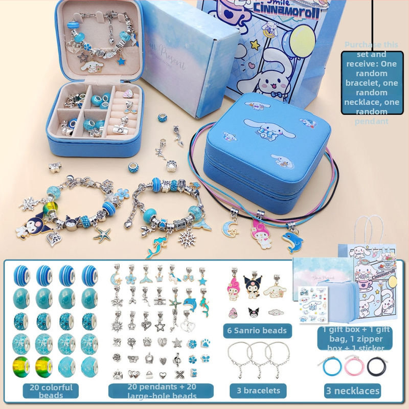 DIY rinkinys vaikams – apyrankė ir karoliai mergaitėms – lydinys; gyvatės grandinė; pakabukas iš lydinio; animacinis motyvas; alyva danga užbaigimas