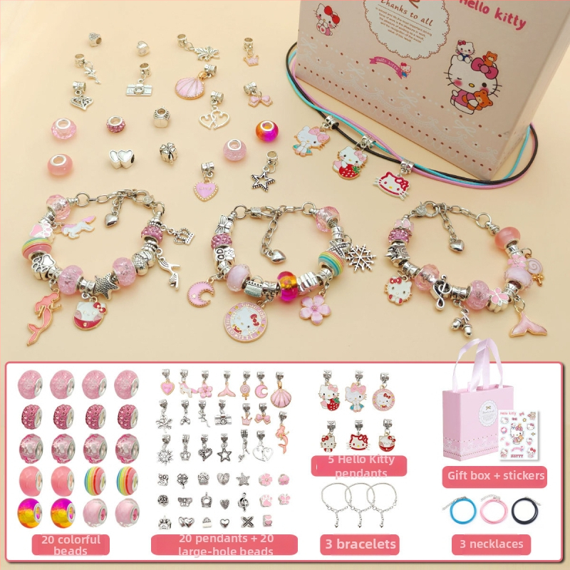 DIY rinkinys vaikams – apyrankė ir karoliai mergaitėms – lydinys; gyvatės grandinė; pakabukas iš lydinio; animacinis motyvas; alyva danga užbaigimas