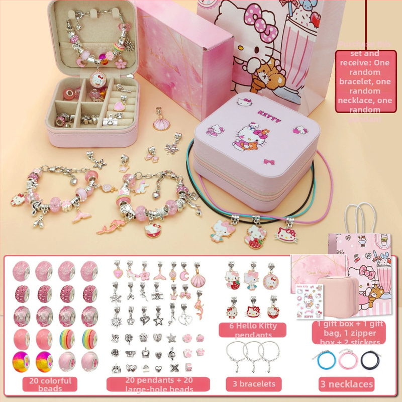 DIY rinkinys vaikams – apyrankė ir karoliai mergaitėms – lydinys; gyvatės grandinė; pakabukas iš lydinio; animacinis motyvas; alyva danga užbaigimas