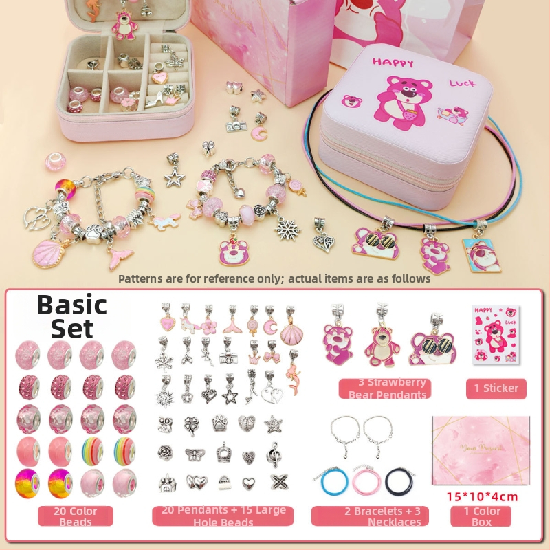 DIY rinkinys vaikams – apyrankė ir karoliai mergaitėms – lydinys; gyvatės grandinė; pakabukas iš lydinio; animacinis motyvas; alyva danga užbaigimas