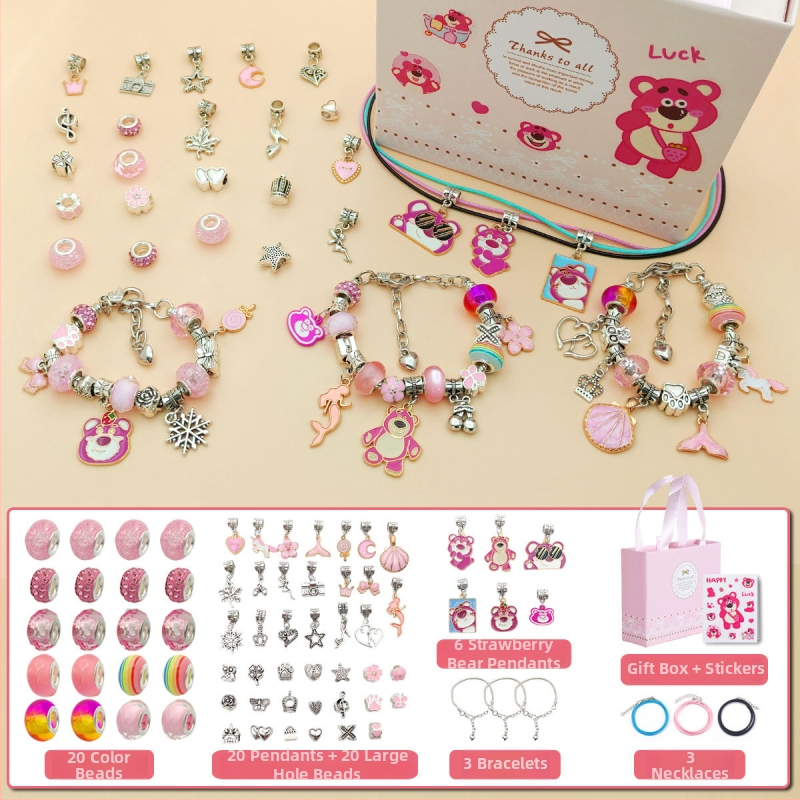 DIY rinkinys vaikams – apyrankė ir karoliai mergaitėms – lydinys; gyvatės grandinė; pakabukas iš lydinio; animacinis motyvas; alyva danga užbaigimas