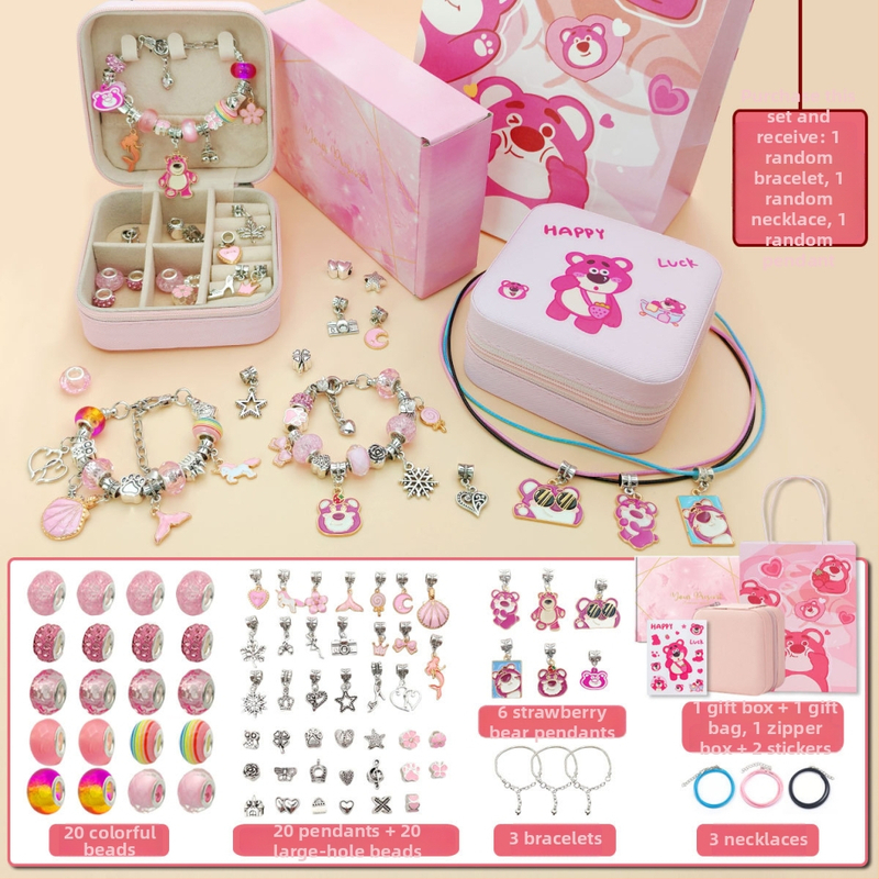 DIY rinkinys vaikams – apyrankė ir karoliai mergaitėms – lydinys; gyvatės grandinė; pakabukas iš lydinio; animacinis motyvas; alyva danga užbaigimas