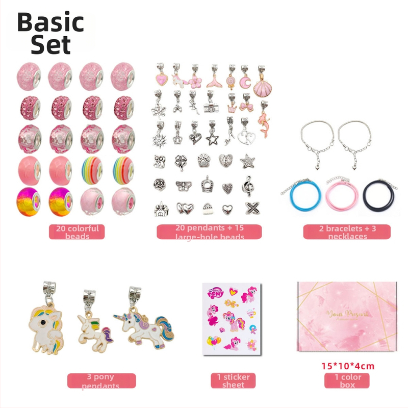 DIY rinkinys vaikams – apyrankė ir karoliai mergaitėms – lydinys; gyvatės grandinė; pakabukas iš lydinio; animacinis motyvas; alyva danga užbaigimas