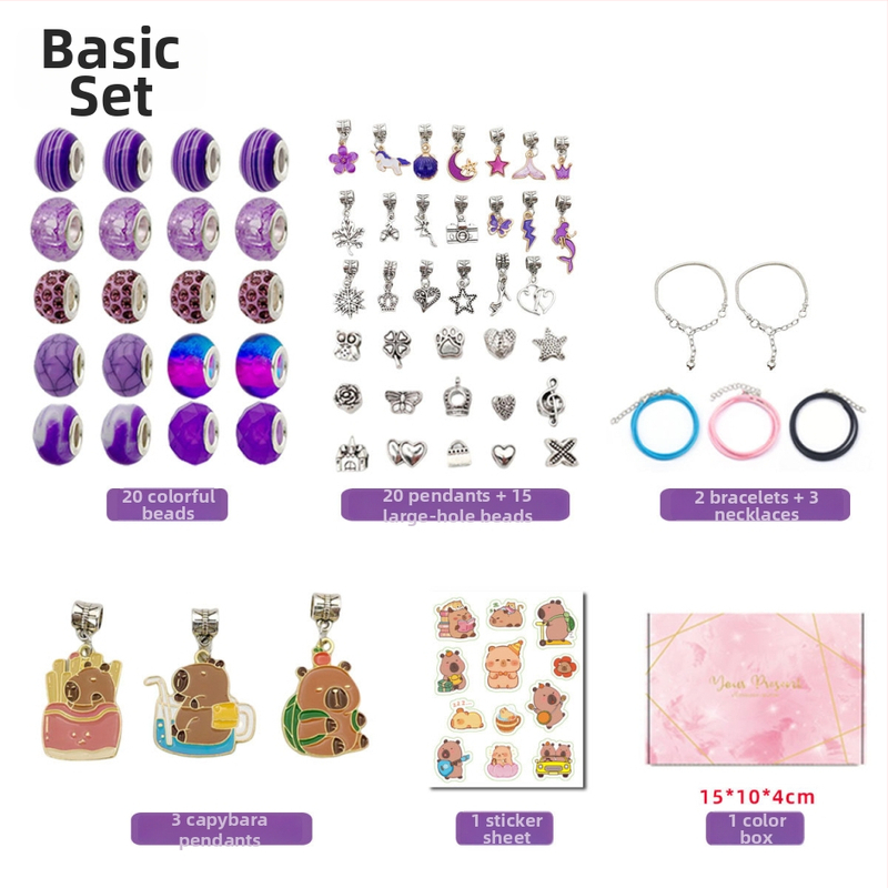 DIY rinkinys vaikams – apyrankė ir karoliai mergaitėms – lydinys; gyvatės grandinė; pakabukas iš lydinio; animacinis motyvas; alyva danga užbaigimas