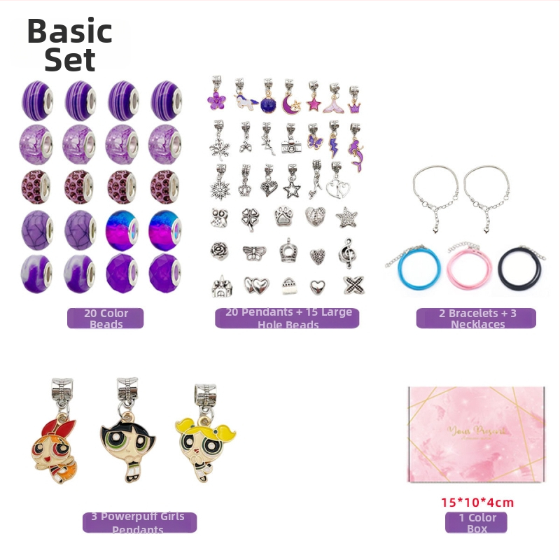 DIY rinkinys vaikams – apyrankė ir karoliai mergaitėms – lydinys; gyvatės grandinė; pakabukas iš lydinio; animacinis motyvas; alyva danga užbaigimas