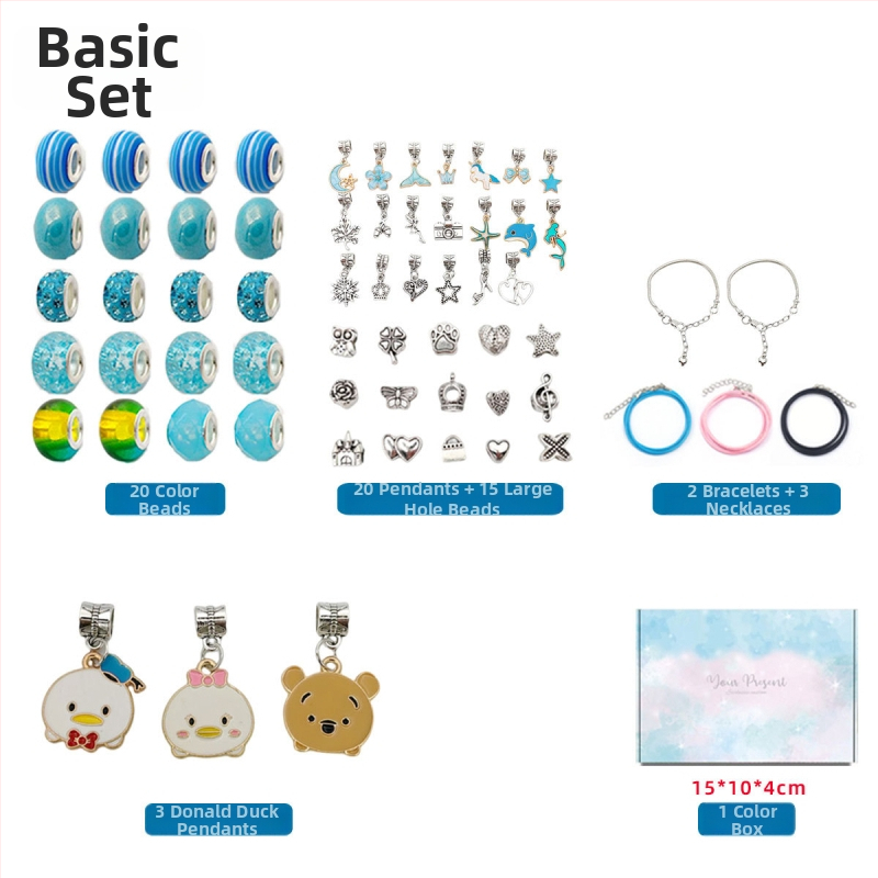 DIY rinkinys vaikams – apyrankė ir karoliai mergaitėms – lydinys; gyvatės grandinė; pakabukas iš lydinio; animacinis motyvas; alyva danga užbaigimas