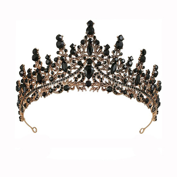 Женска корона от сплав със стъклени кристали, електроплатирана диадема за сватба