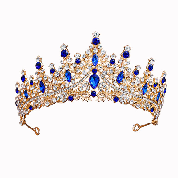 Женска корона от сплав със стъклени кристали, електроплатирана диадема за сватба