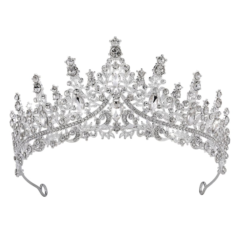 Женска корона от сплав със стъклени кристали, електроплатирана диадема за сватба