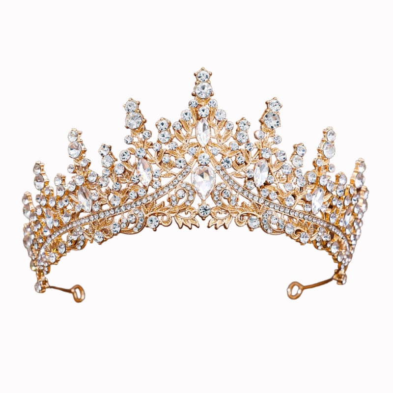 Женска корона от сплав със стъклени кристали, електроплатирана диадема за сватба
