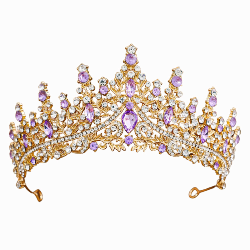 Женска корона от сплав със стъклени кристали, електроплатирана диадема за сватба